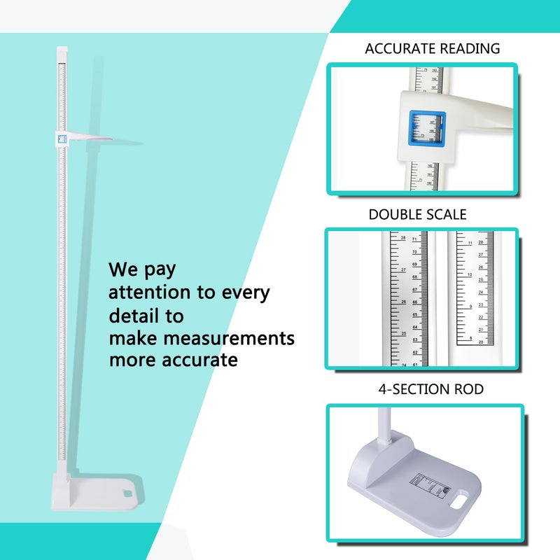 FAFAGLGL Aluminum Alloy Height Measurement Portable Height Measuring Rod Height Measure 8-82 inch/20-210 cm/Unit with cm & inch 8-82 for Home, Office, - Image 4